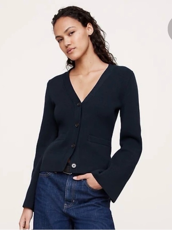 Sweaters - NWT Banana Republic Larkspur Cotton Silk Flare Sleeve Navy Cardigan Sz S